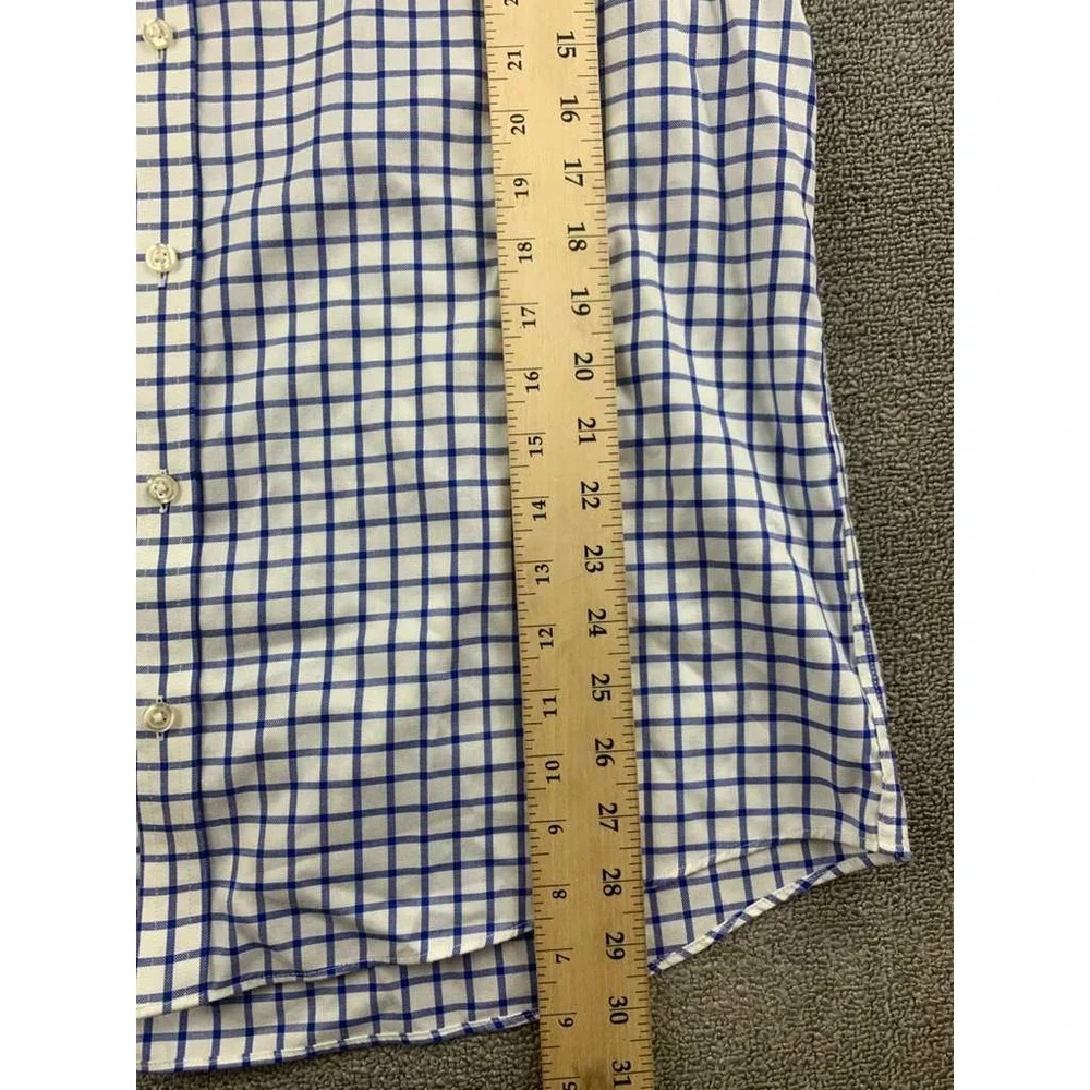 Charles Tyrwhitt Button Shirt Men 17/34 Blue‎ White Extra Slim Fit Check Cotton
